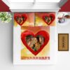 Personalized Photo Bedsheet White Red Heart