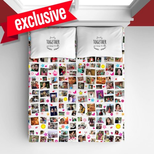 Personalized Bedsheet White Collage photos