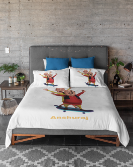 Personalized Kids Bedsheet White Cartoon Motu Patlu character